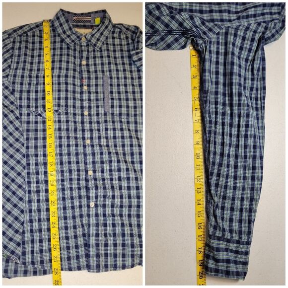 Robert Graham Tailored Fit Cotton Blue Plaid Men's Size Large Button Up Shirt - Picture 13 of 13